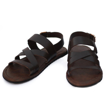 Brown Color Stripe Style Sandals For Men